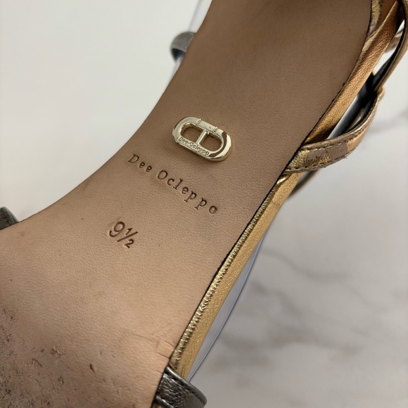 DEE OCLEPPO Carmel Sandals Gold and Silver Strappy Heels sz 9.5 - Picture 8 of 14